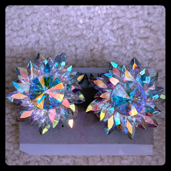 Rhinestone HP! Clip on Earrings aurora borealis - Picture 1 of 7